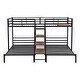preview thumbnail 8 of 24, Metal Twin over Twin & Twin Bunk Bed with Storage Shelves Staircase, Triple Bunk Bed Frame, No Box Spring Needed for Kids