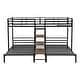 preview thumbnail 8 of 22, Metal Twin over Twin Triple Bunk Bed with Storage Shelves Staircase, Sturdy Frame, Space-Saving Design, Black