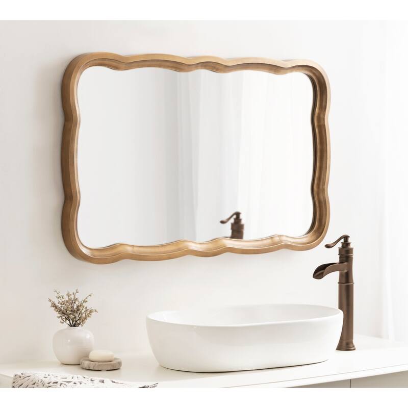 Kate and Laurel Hatherleigh Scallop Wood Wall Mirror - 24x38