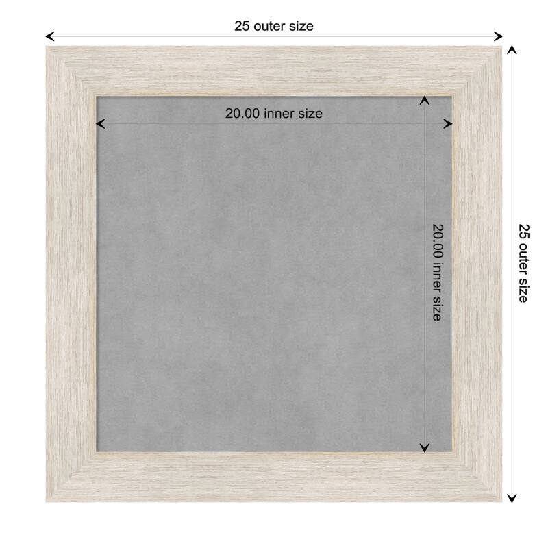 Amanti Art Hardwood White Wash Framed Magnetic Board - Board Size 20x20