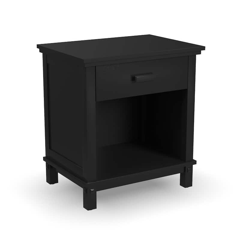 Homestyles 4-Piece Oak Park Black Wood King Bed, Two Nightstands and Dresser Set