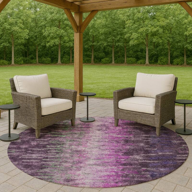 Machine Washable Indoor/ Outdoor Contemporary Ombre Chantille Rug - Eggplant - 8' x 8'