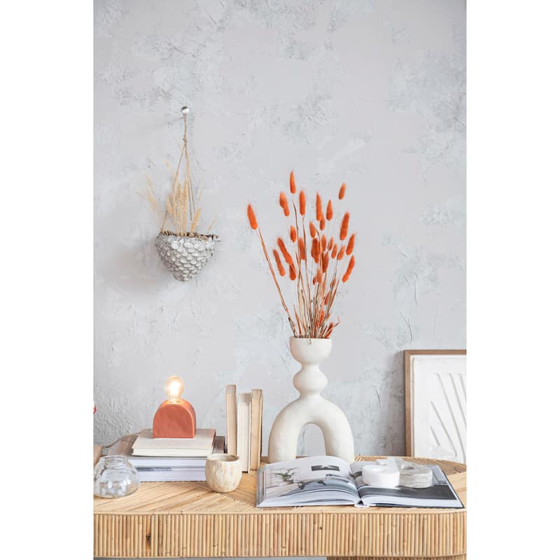 Hanging Stoneware Seashell Planter with Rope - 7.5"L x 6.6"W x 5.4"H