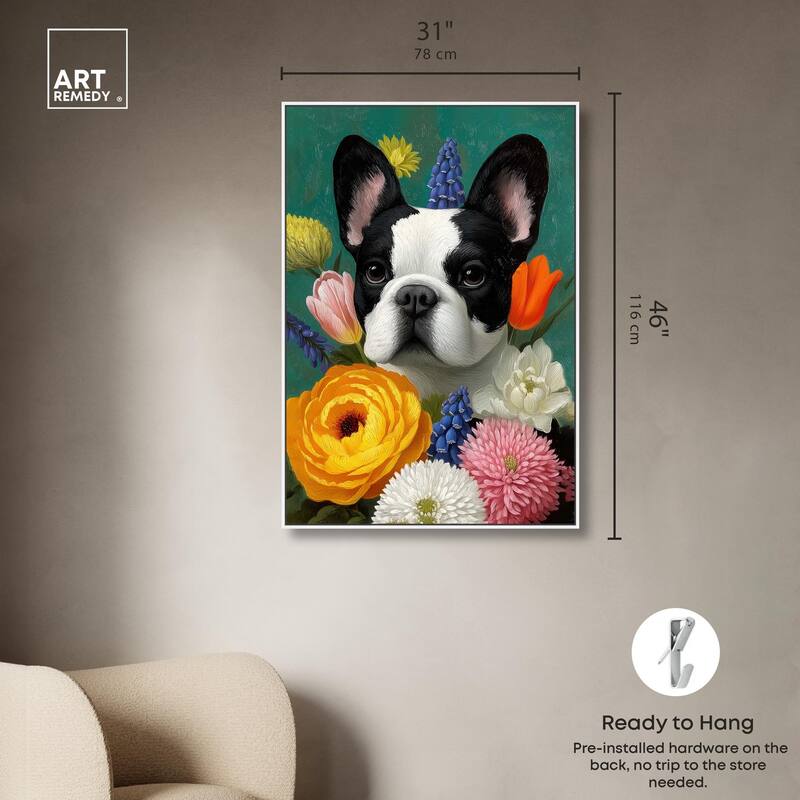 Secret Garden Frenchie Canvas by Art Remedy