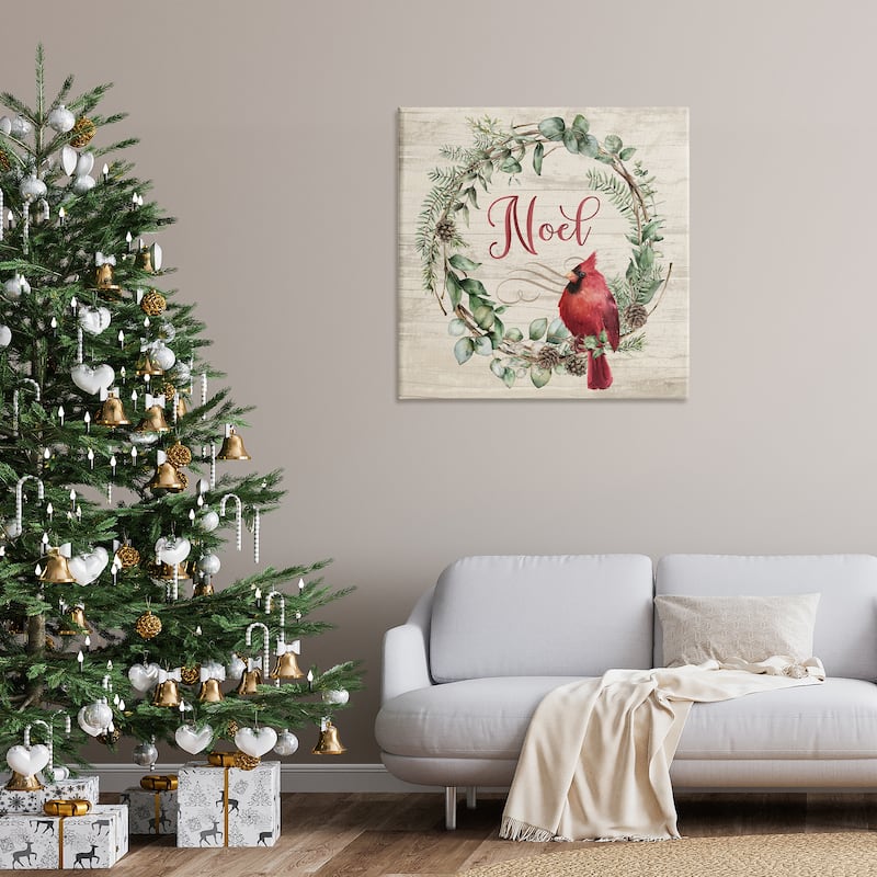 Stupell Noel Wreath with Cardinal Canvas Wall Art Design By Mollie B.