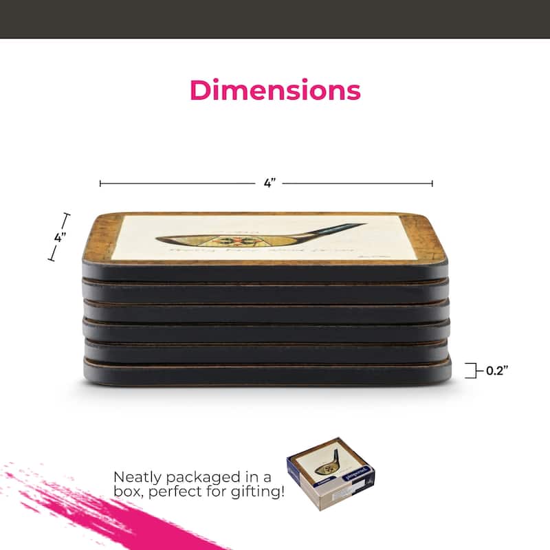 Pimpernel Set of 6 A History of Golf Coasters - 4 Inches Sq.