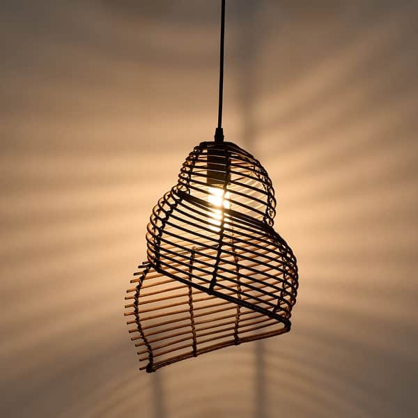 slide 2 of 9, Hand-Woven Nulty Rattan Conch Chandeliers Brown Wicker Pendant - 9.85" 9.85" - Brown
