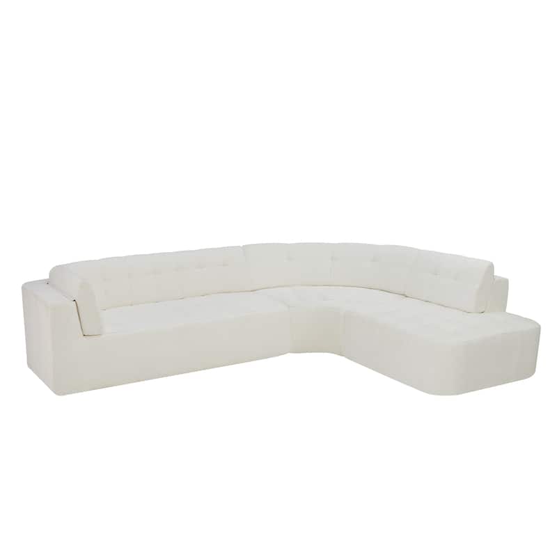 Christopher Knight Home - Modern L-Shaped Corner Sectional Sofa, Fully Upholstered Arms, Curved Right-Hand Facing, Tufted Design