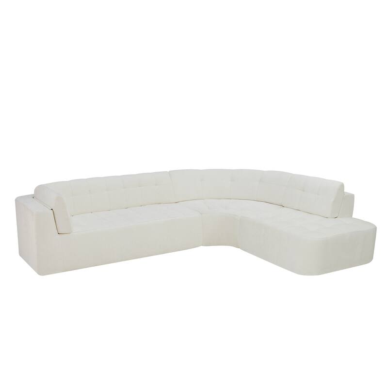 L Shaped Modern Modular Sectional Curved Sofa, Minimalist Cloud Couch Boneless Couches with Chaise