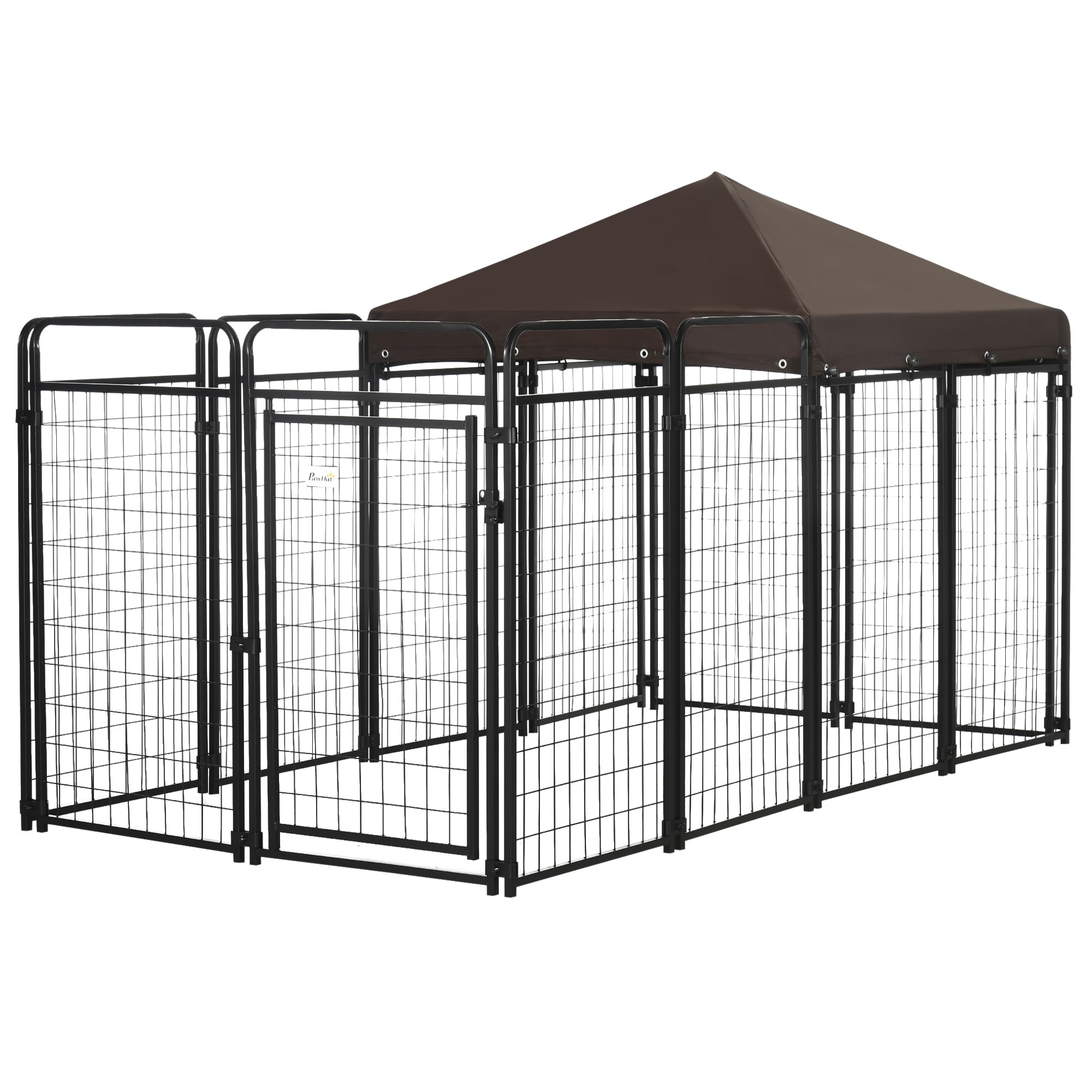 PawHut Dog Kennel Outdoor with Waterproof Canopy, Dog Run with Galvanized Chain Link, Secure Lock, for Backyard and Patio