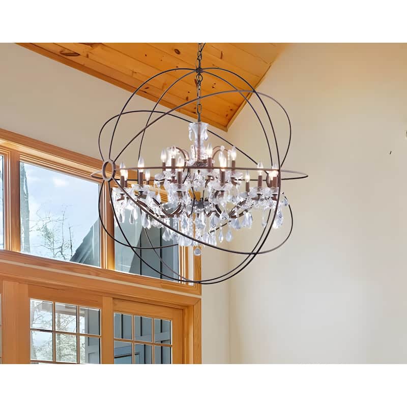 18-light Orb Design 43" Chandelier With Clear Crystals