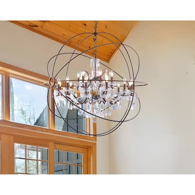18-light Orb Design 43" Chandelier With Clear Crystals