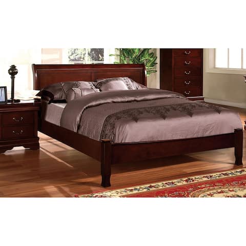 Furniture of America Bila Traditional Cherry Solid Wood Sleigh Bed