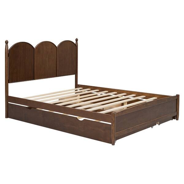 slide 2 of 15, Queen Platform Bed with 2 Drawers & Twin XL Trundle, Walnut Walnut