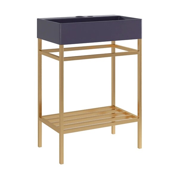 24 in. W x 14 in. D x 34 in. H Single Sink Freestanding Bath