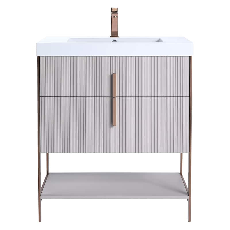 Fine Fixtures Serenity Modern Bathroom Vanity with Black Gel Acrylic Top