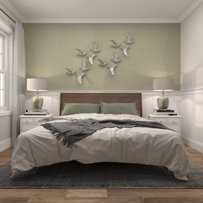 Polystone Weathered 3D Floating Bird Wall Decor (Set of 3) - Dark Brown, Gold, Silver