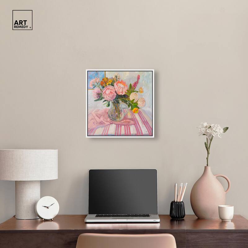 Pink Protea Pitcher Canvas by Art Remedy