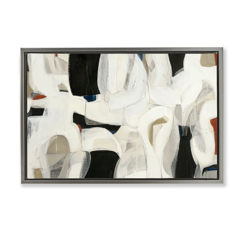 Stupell Dynamic Earthy Shapes Framed Floater Canvas Wall Art Design By Kippi Leonard - 25 x 17 - Grey