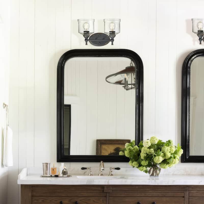 Golden Lighting Keating 2-light Vanity in Antique Black Iron