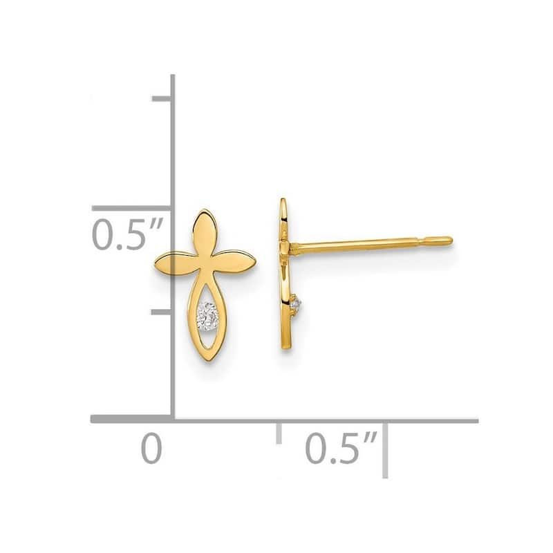 Curata 14k Yellow Goldand White Rhodium Love Heart Post Earrings - 4.8mm