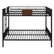 preview thumbnail 5 of 7, Modern Full-over-Full Bunk Bed with Safety Rail and Ladder, Steel Bed Frame Built-in Ladder for Bedroom, Black