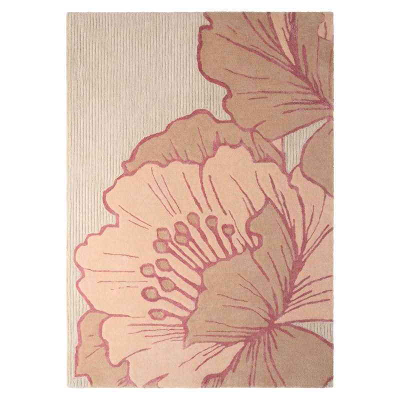 NICOLE MILLER NEW YORK Flora Grandeur Bloom Handcrafted Wool Area Rug - 5' x 7' - Rose - Rectangle