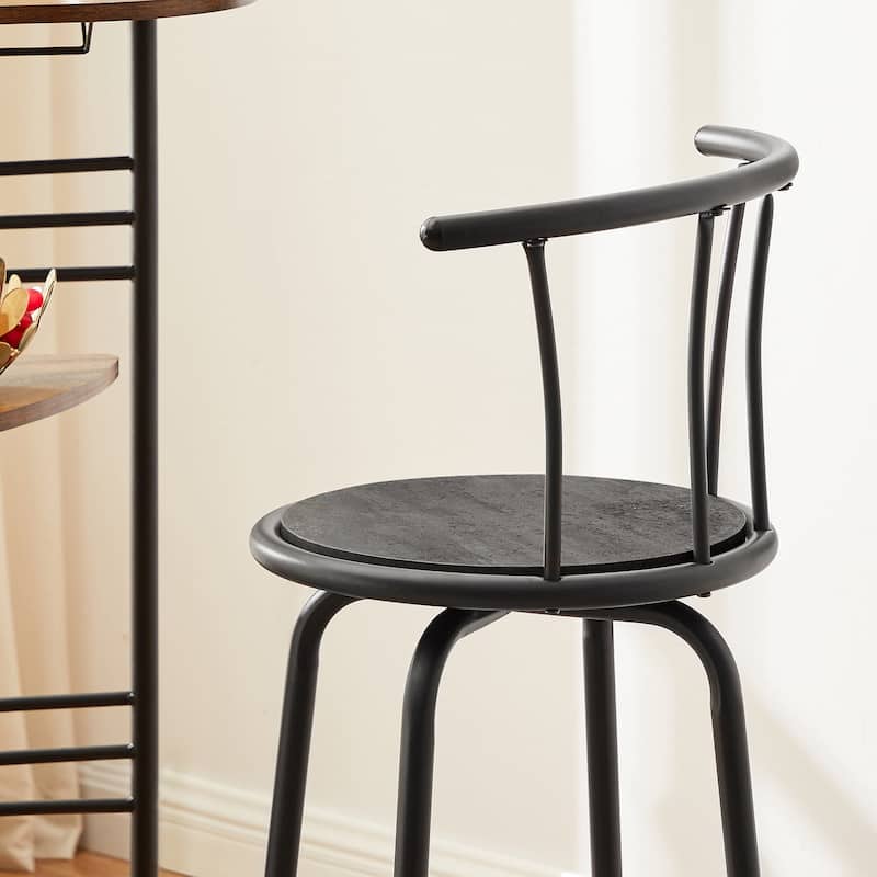 Javlergo Set of 2 360° Swivel Bar Stools with Fan-Shaped Backrest 330lbs Heavy Duty Bar Stools for Kitchen Breakfast Nook