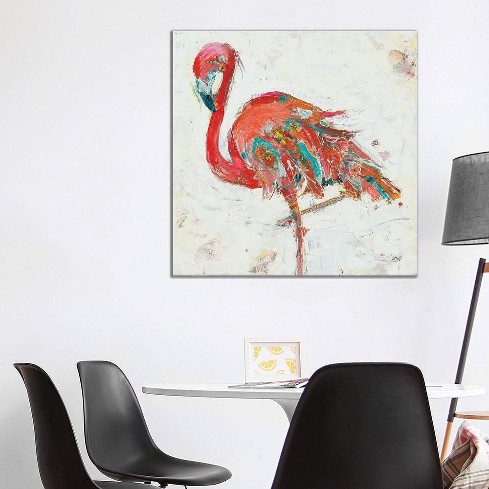 iCanvas "Flamingo on White" by Kellie Day Canvas Print