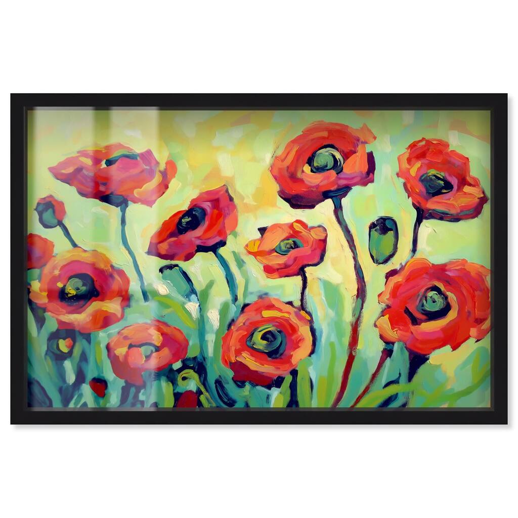 Red Poppy Field I Shadowbox by Art Remedy