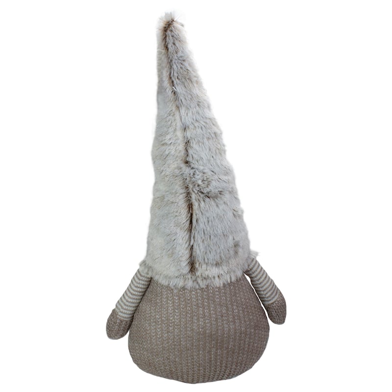 23.5" LED Lighted Brown and White Knit Gnome Christmas Figure