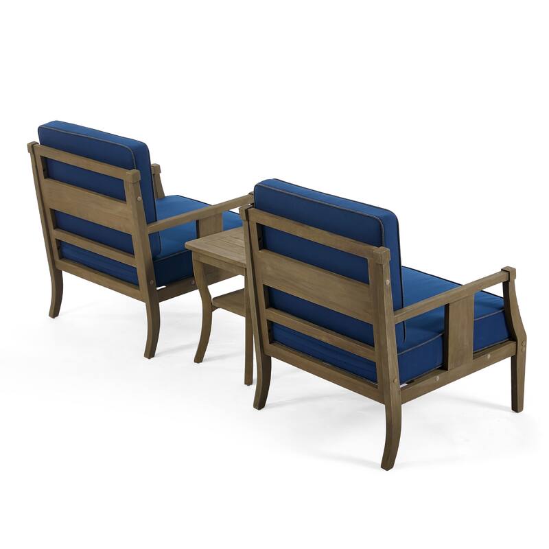 3-Piece Solid Teak Outdoor Patio Furniture Set Armchairs & Storage Table