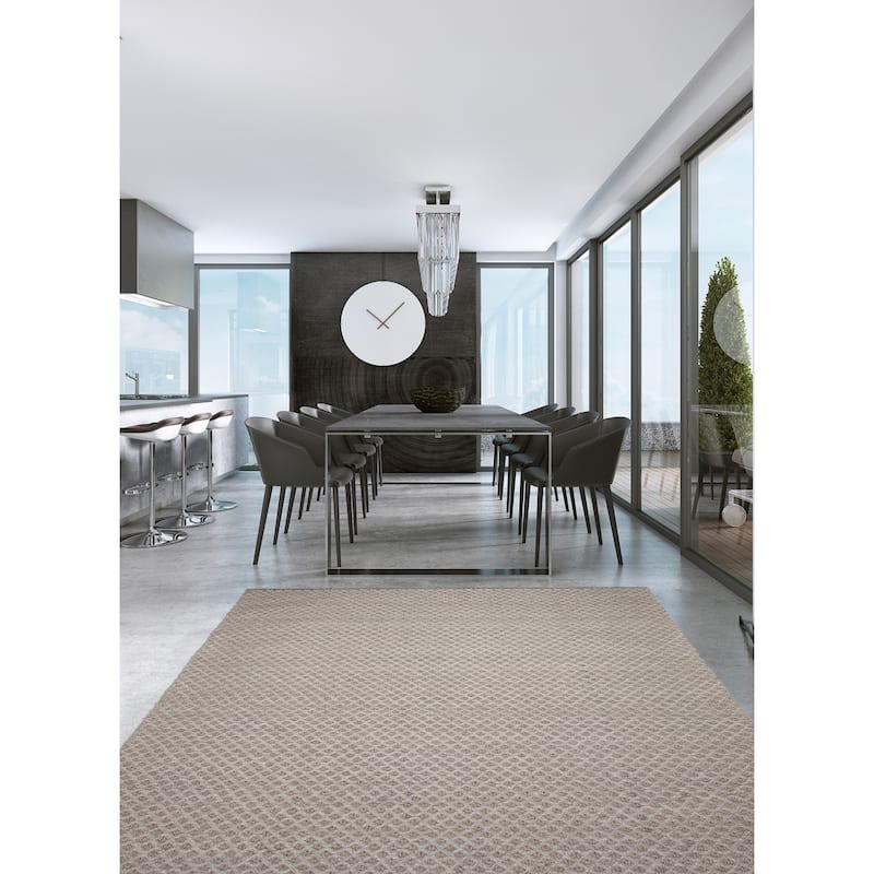 ECARPETGALLERY Hand Tufted Sienna Grey Wool Rug - 6'7 x 9'9