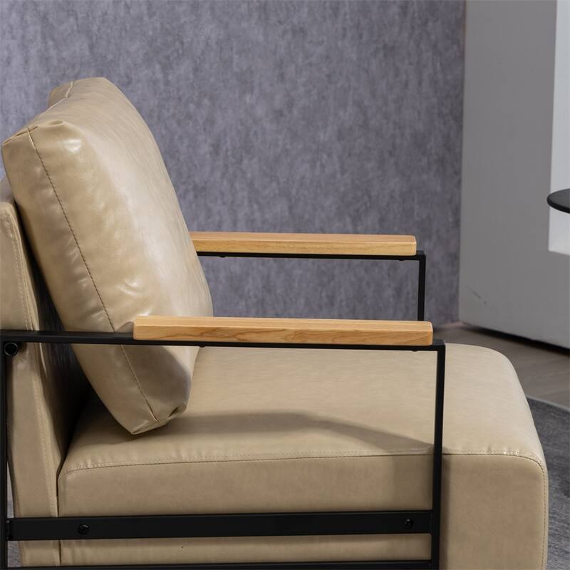 Leather Accent Chair with Metal Frame for Living Room