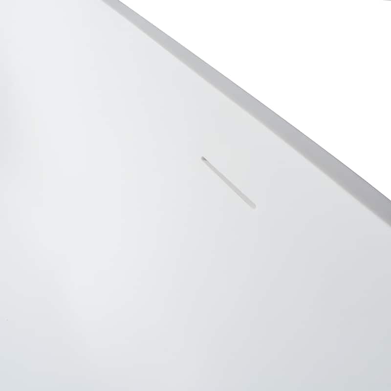 59 in. Stone Resin Freestanding Flat-bottom Soaking Bathtub in Matte White