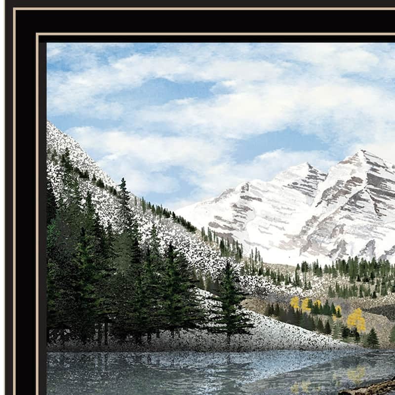 HomeRoots Snowy Mountain Landscape Black Framed Wall Art