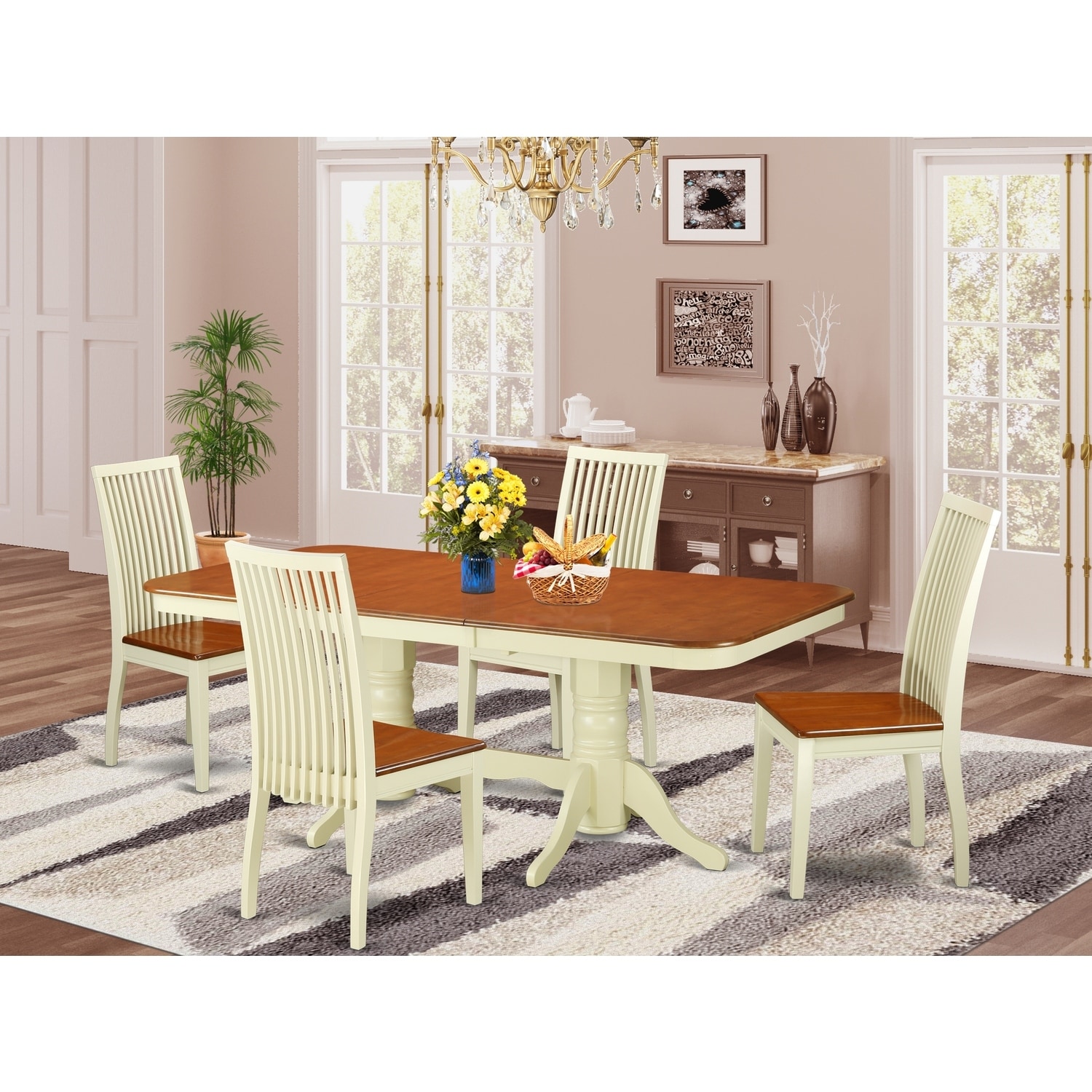 5 Piece Dinette Set - Kitchen Table & 4 Chairs - Modern Dining Room Set