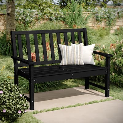All Weather Heavy Duty Commercial Recycled HDPE Bench with Curved Seat