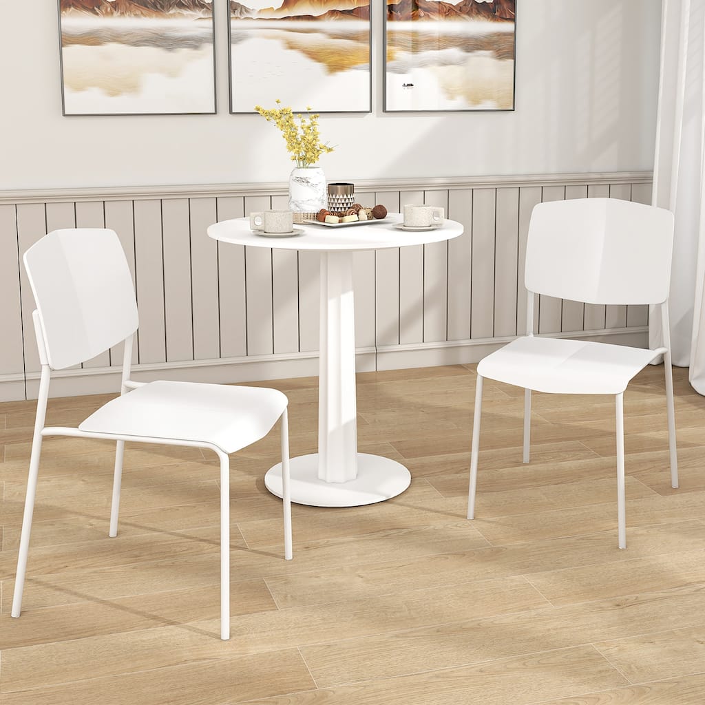 Gymax Dining Chair Set of 2 w/Ergonomic Backrest & Wide Seat Stackable
