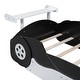 preview thumbnail 7 of 7, Pine Wood Twin Size Race Car-Shaped Platform Bed with Wheels and Safety Rails for Kids Bedroom, No Box Spring Required, Black