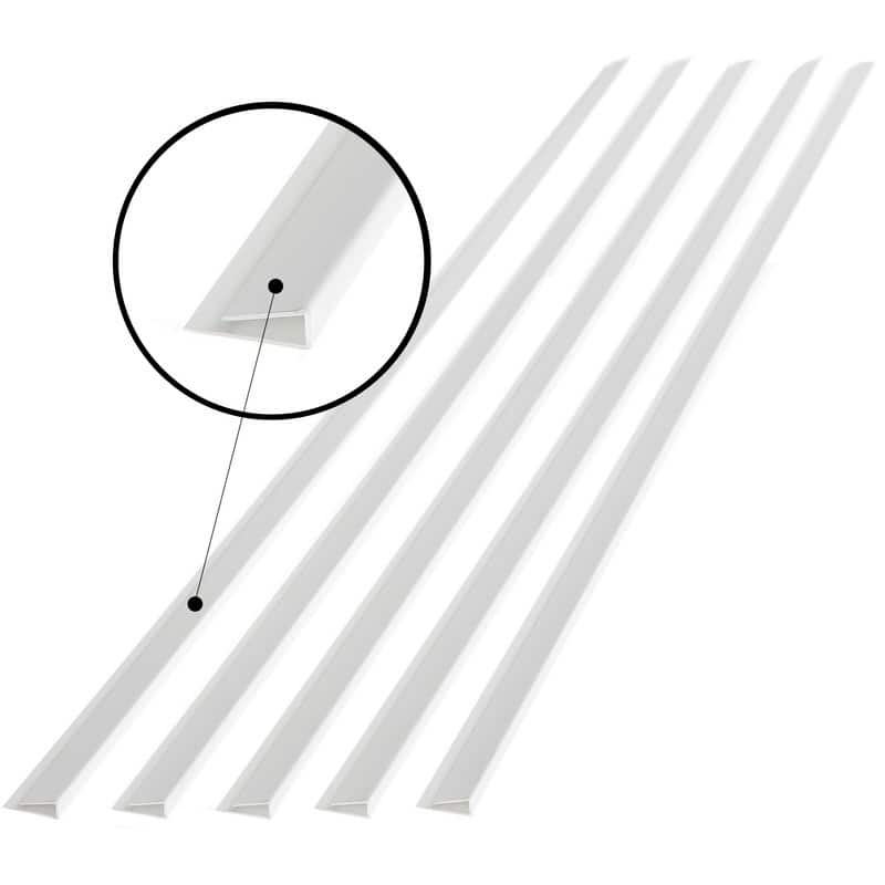 FASÄDE 47 in. Decorative Vinyl Large Profile J Trim Matte White (5 Pack) - 5 Pack