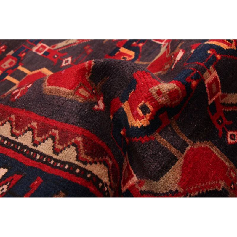 ECARPETGALLERY Hand-knotted Andelz Black, Red Wool Rug - 3'5 x 9'9