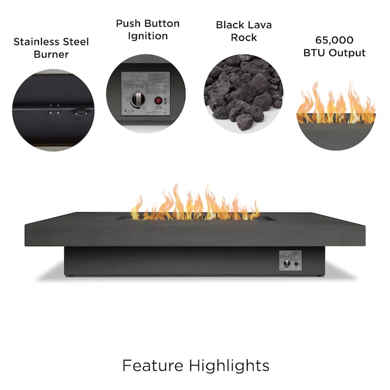 Lindon 72" Rectangle Propane Fire Table in Carbon - 72"L x 42W x 14H
