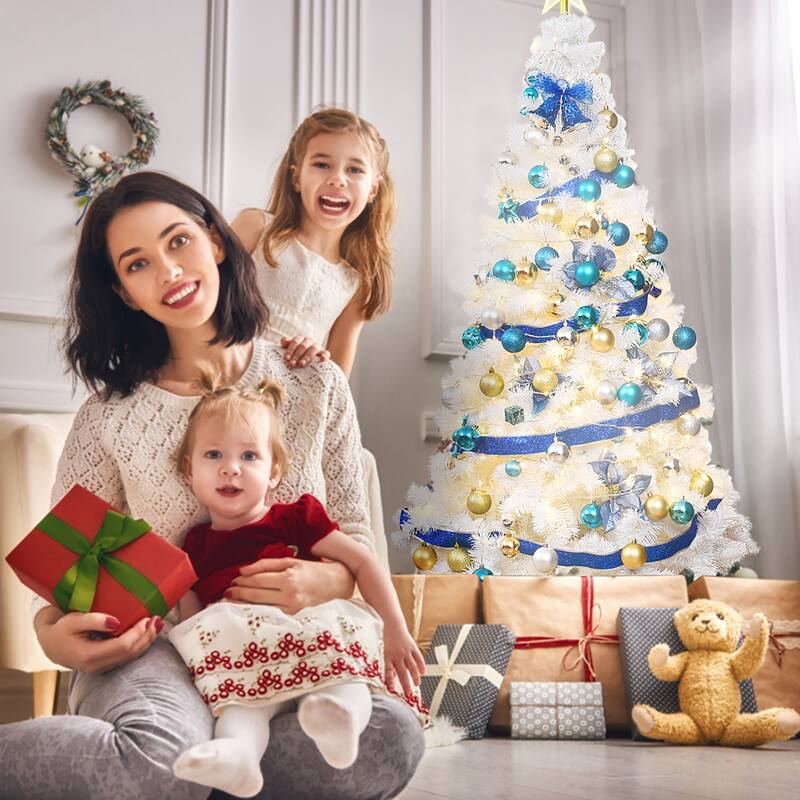 Artificial Christmas Tree White Pine Tree with Solid Metal Legs