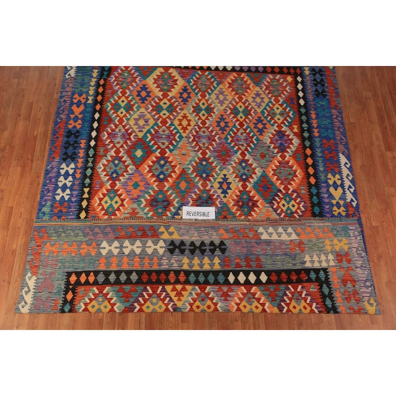 South Western Style Kilim Oriental Area Rug Wool Carpet - 8'5"x 11'2"