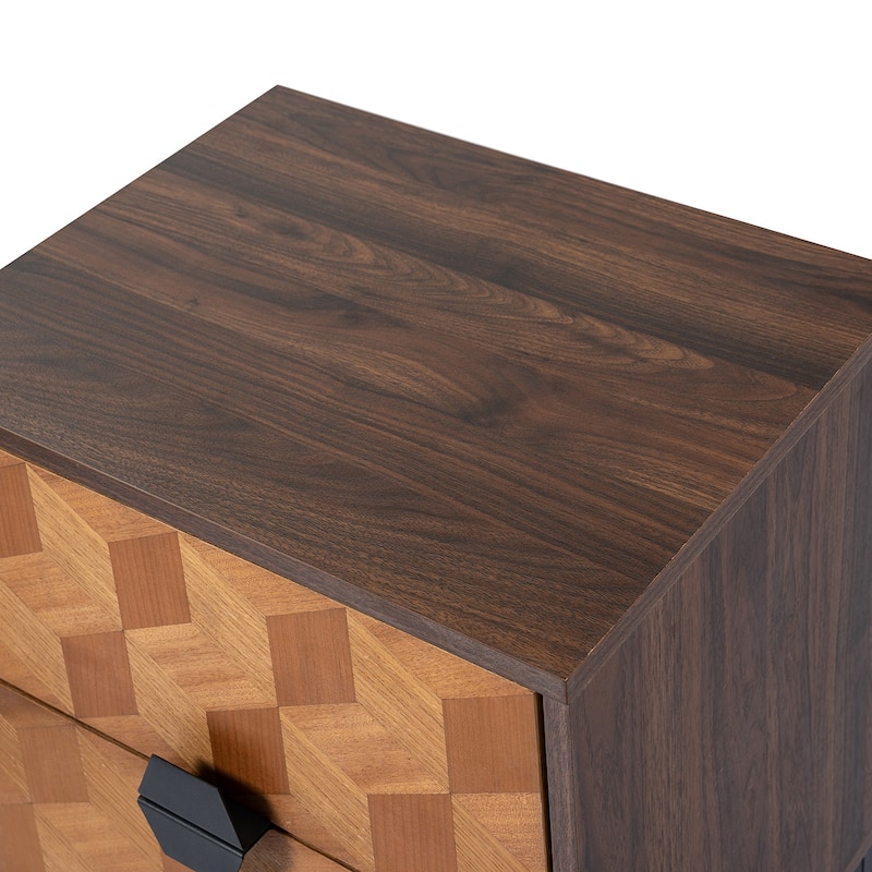 Apakah Modern 25"Tall 2-Drawer Nightstand with Charging Station and Adjustable Legs by HULALA HOME