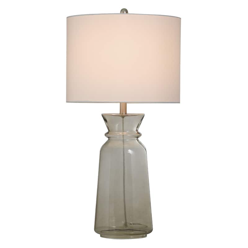 Elyse - Rippled Smoke Glass Body Table Lamp - White Shade