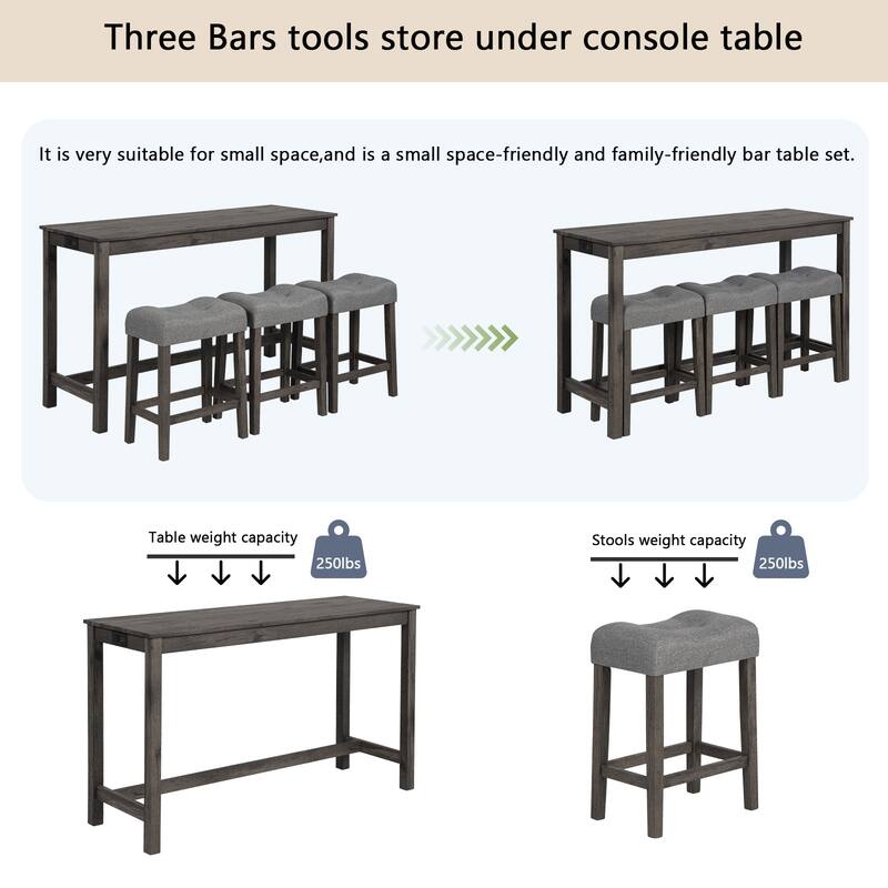 4 Piece Bar Table Set With Power Outlet