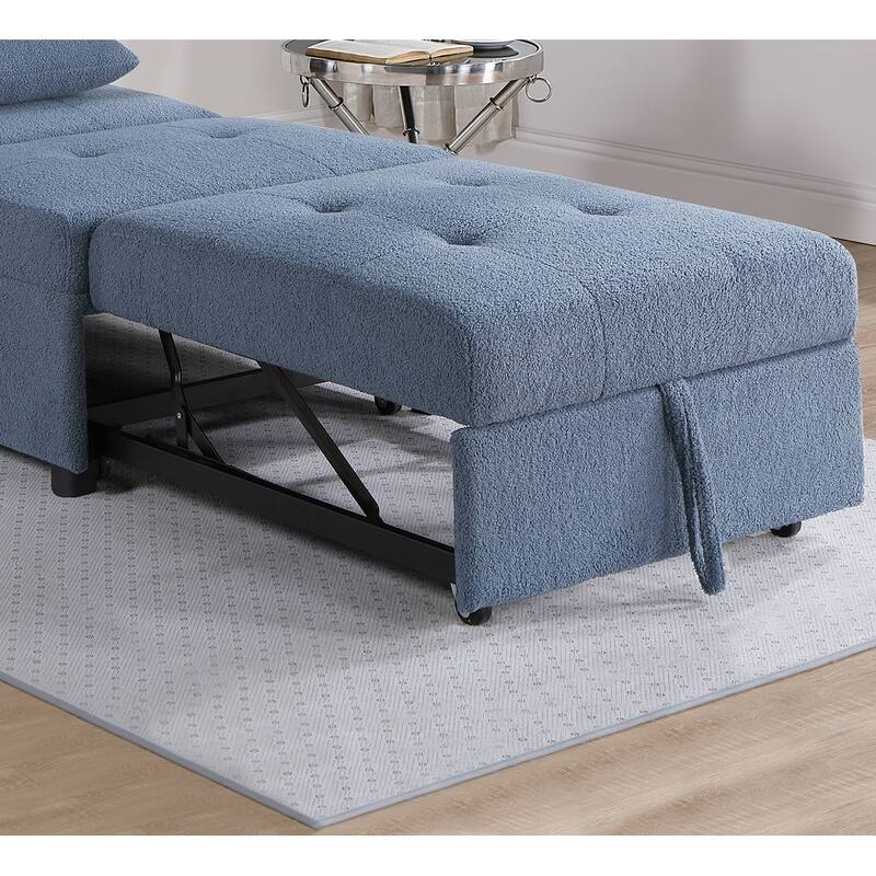 Modern Sherpa Upholstered Sleeper Sofa Chair with Pull-Out Bed & Pillow