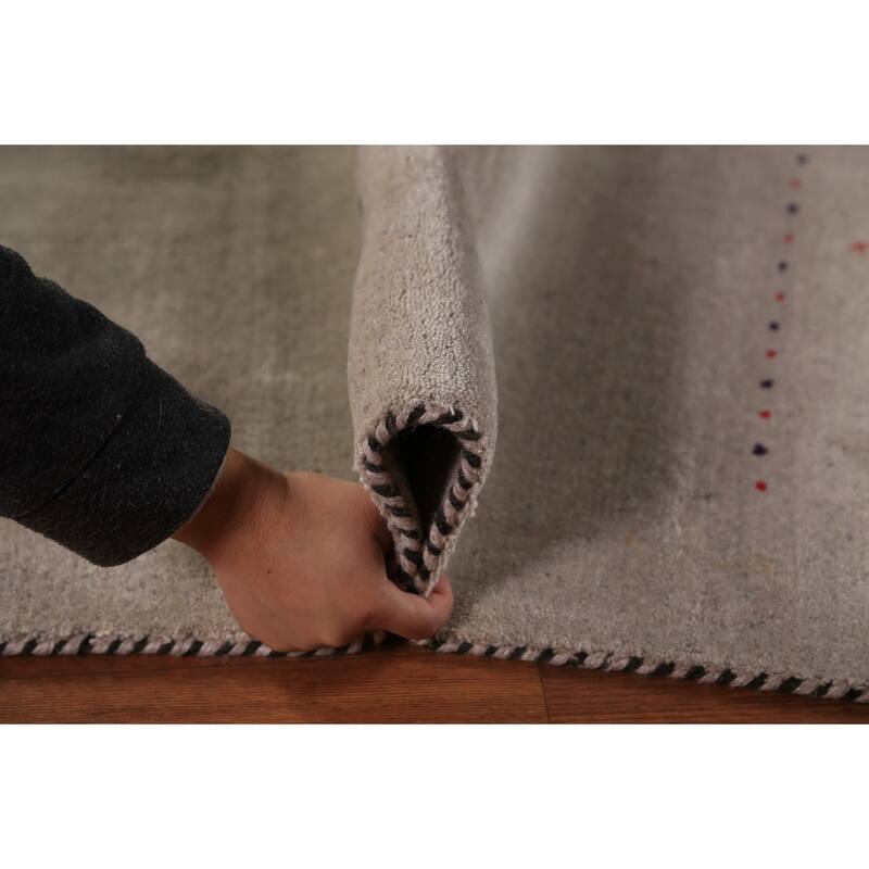 Ltribal Beige Gabbeh Oriental Area Rug Handmade Wool Carpet - 5'10" x 7'8"